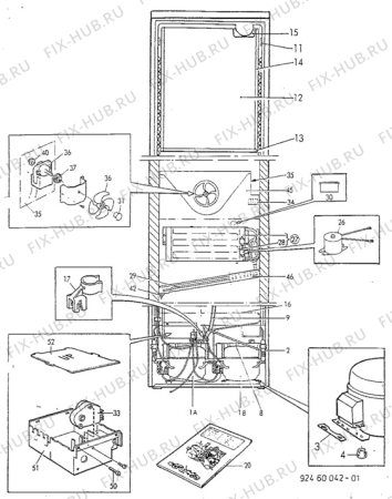 Взрыв-схема холодильника Zanussi ZFC67/42FF - Схема узла Cooling system 017